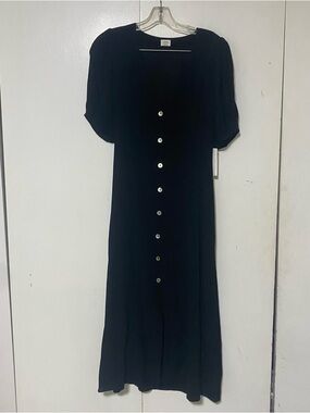 Wilfred Aritzia Black Libretto Button-Front Dress